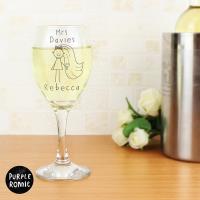 Personalised Purple Ronnie Wedding Bride Wine Glass Extra Image 1 Preview